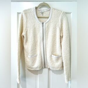 Joie Jacolyn full zip jacket tweed like suit chic classic top